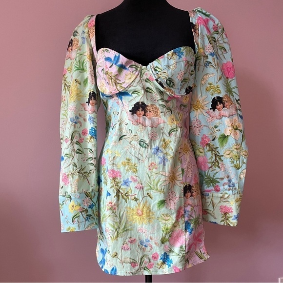 NEW! Fiorucci- Alpine Angels Mini Bodice Mini Dress Long Sleeve Size Large - Picture 3 of 16